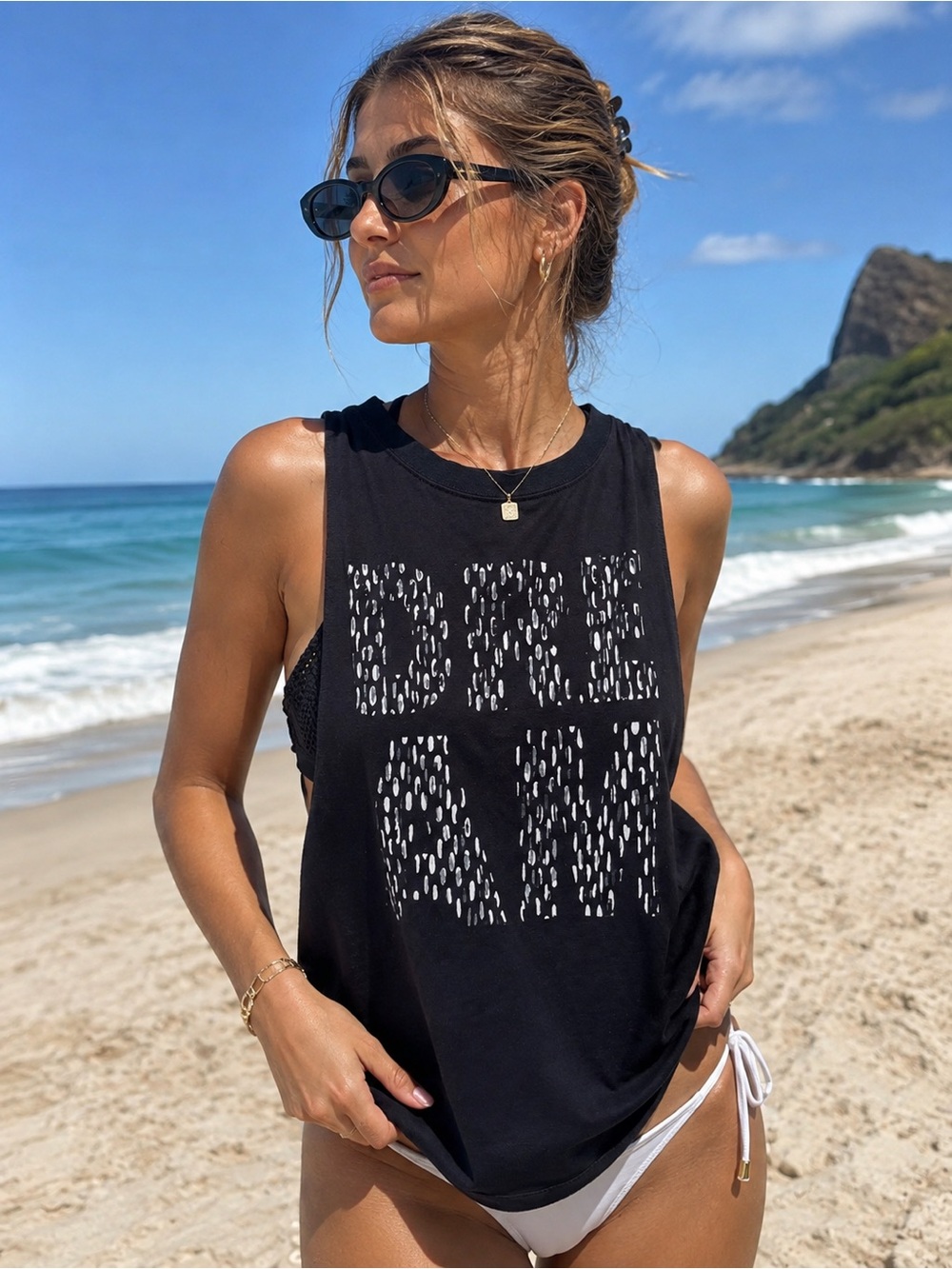 FP Movement by Free People Black 'DREAM' Graphic Swim Coverup Tank